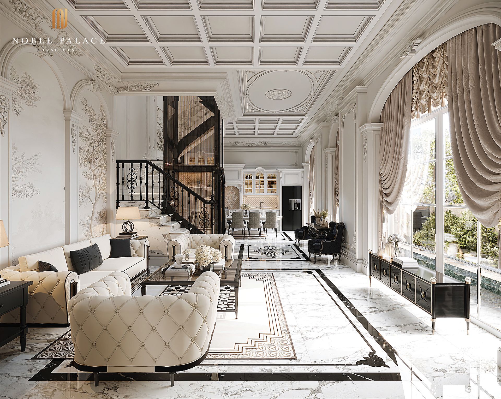Cần thuê biệt thự song lập Artemis hồ bơi riêng kế cận vườn hoa xây 5 tầng Noble Palace Long Biên